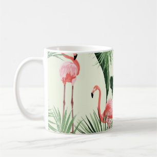 Taza De Café Patrón de flores exóticas Flamingo rosa