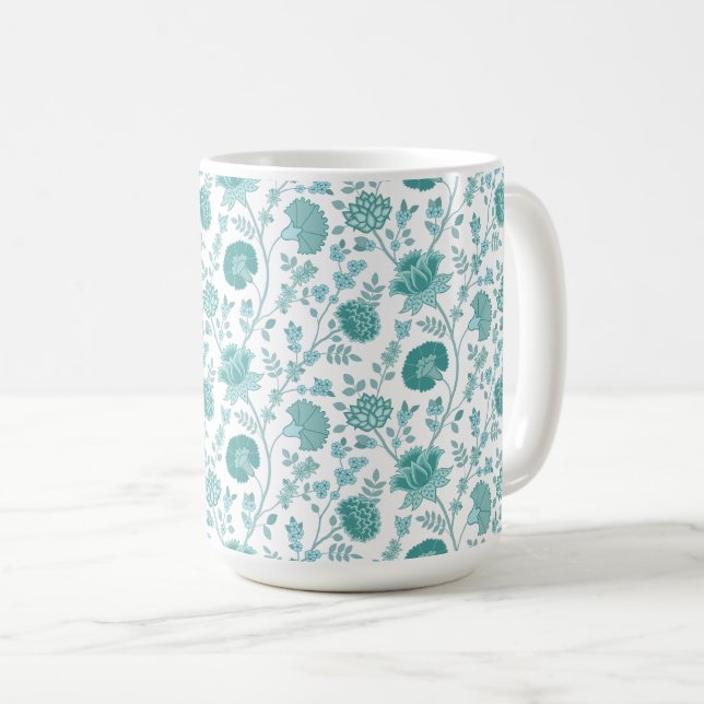 Taza De Café Patrón de flores jacobeas cuenta sobre blanco (Anverso derecho)