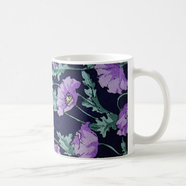 Taza De Café Patrón de flores moradas (Derecha)