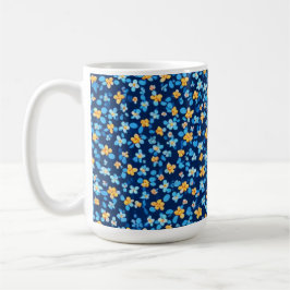Taza De Café Patrón de flores pequeñas azules