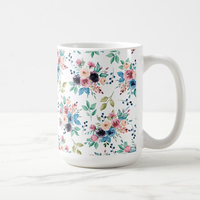 Taza De Café Patrón de flores primaverales coloridas (Derecha)