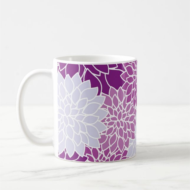 Taza De Café Patrón de flores púrpura moderno (Izquierda)
