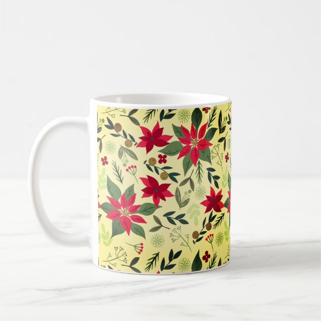 Taza De Café Patrón de flores rojas navidades-11600 (Izquierda)