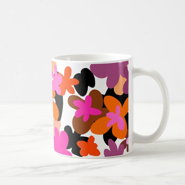 Taza De Café Patrón de flores rosadas (Derecha)