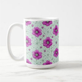 Taza De Café Patrón de flores rosadas con gotas