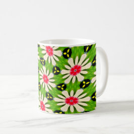 Taza De Café Patrón de flores rosadas y blancas
