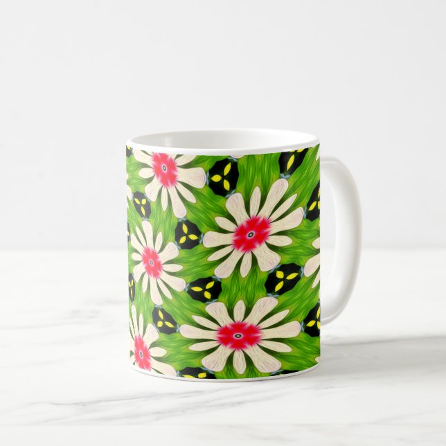 Taza De Café Patrón de flores rosadas y blancas (Anverso derecho)