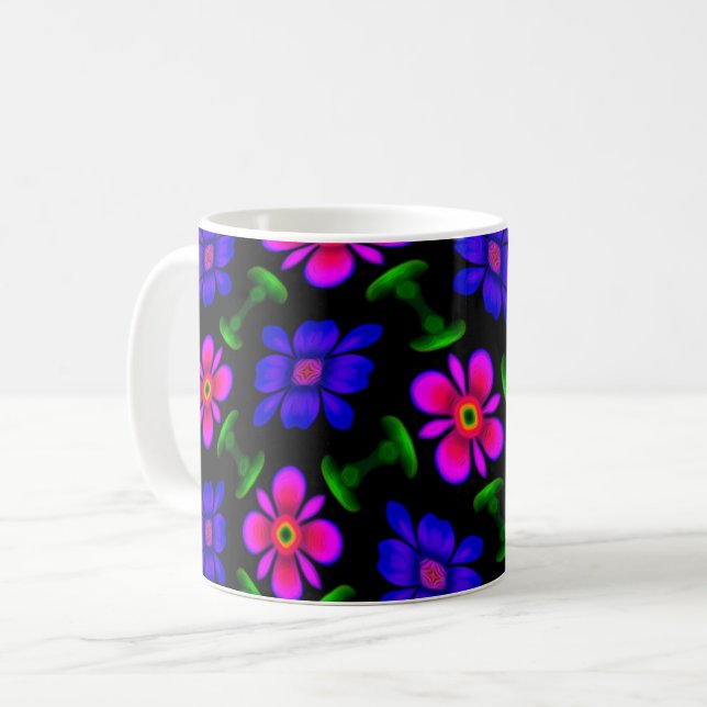 Taza De Café Patrón de flores rosas adorables (Anverso izquierdo)