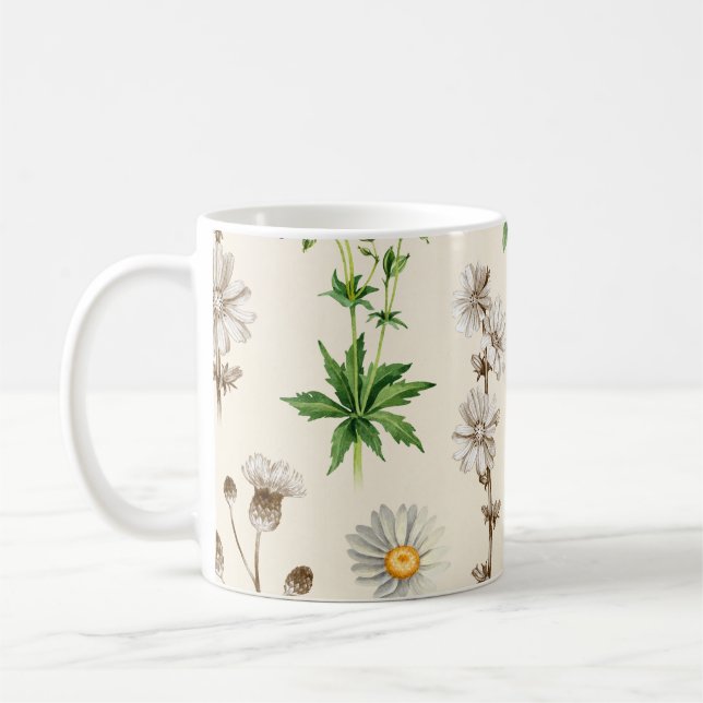 Taza De Café Patrón de flores silvestres acuáticas. (Izquierda)