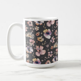 Taza De Café Patrón de flores silvestres de acuarela boho malhu