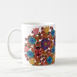 Taza De Café Patrón de flores silvestres de acuarela rústica vi