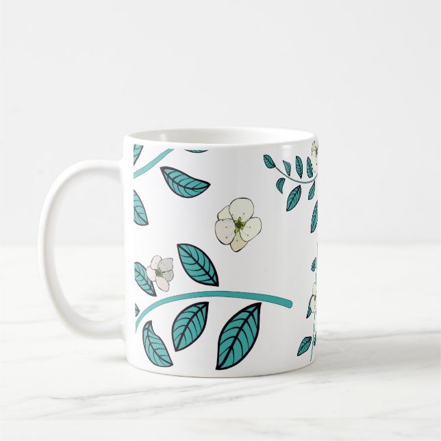 Taza De Café Patrón de flores sin foco (Izquierda)