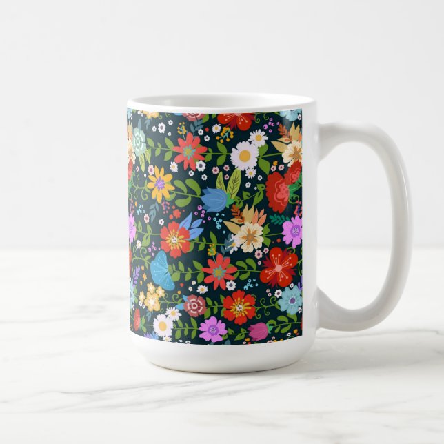 Taza De Café Patrón de flores sin soldadura Ditsy-13554 (Derecha)