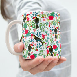 Taza De Café Patrón de flores tropicales coloridas y toscanas