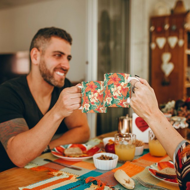 Taza De Café Patrón de flores tropicales vírgenes de Hawái (Subido por el creador)