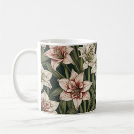 Taza De Café Patrón de flores vintage de Amaryllis