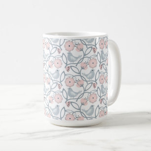 Taza De Café Patrón de flores y aves sin problemas