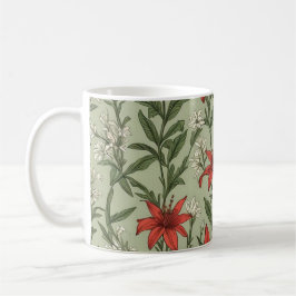 Taza De Café Patrón de flores y hojas cardinales
