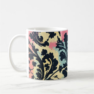 Taza De Café Patrón de floritura damasco vintage