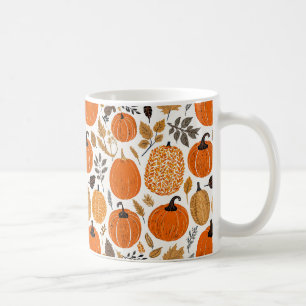 Taza De Café Patrón de follaje de las calabazas rusticas de Nar