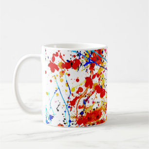 Taza De Café Patrón de fondo blanco de puntos de color de agua