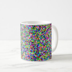 Taza De Café Patrón de fondo de cuadrados de píxeles coloridos