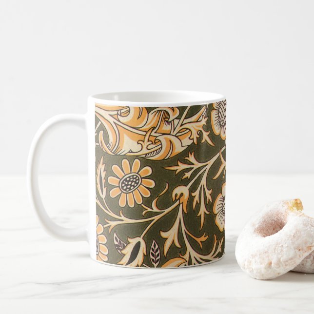 Taza De Café Patrón de fondo de escritorio de William Morris Ch (Con donut)