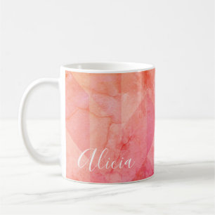 Taza De Café Patrón de fondo de naranja rosa, texto de nombre p