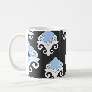 Taza De Café Patrón de fondo gris de flores azules