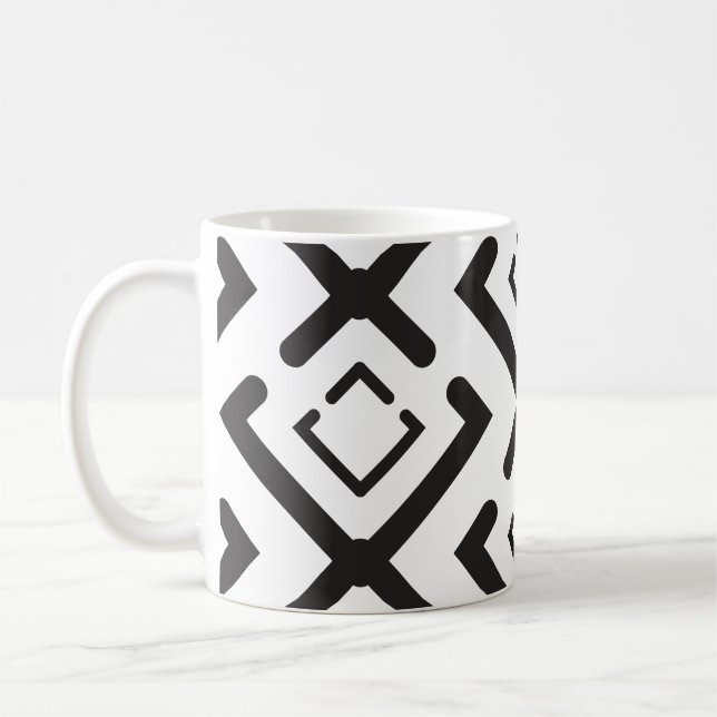 Taza De Café Patrón de forma de diamante concéntrico geométrico (Izquierda)