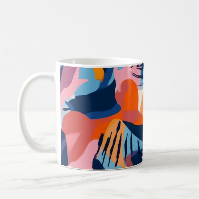 Taza De Café Patrón de Formas Abstractas Modernas Vibrantes (Izquierda)