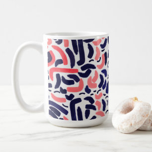Taza De Café Patrón de formas acrílicas azul y Naranja artístic