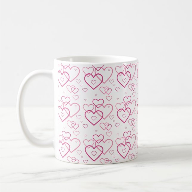 Taza De Café Patrón de formas de corazón rosas (Izquierda)