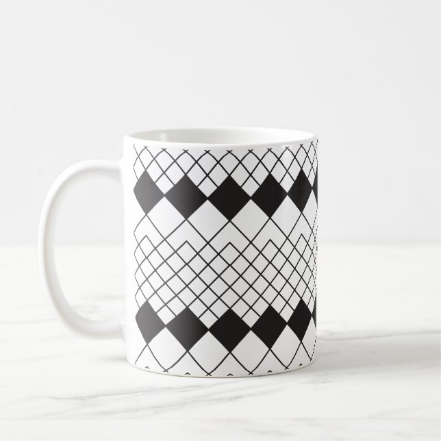 Taza De Café Patrón de formas de diamante negro (Izquierda)