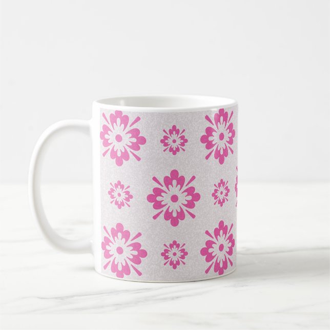 Taza De Café Patrón de formas florales rosadas (Izquierda)