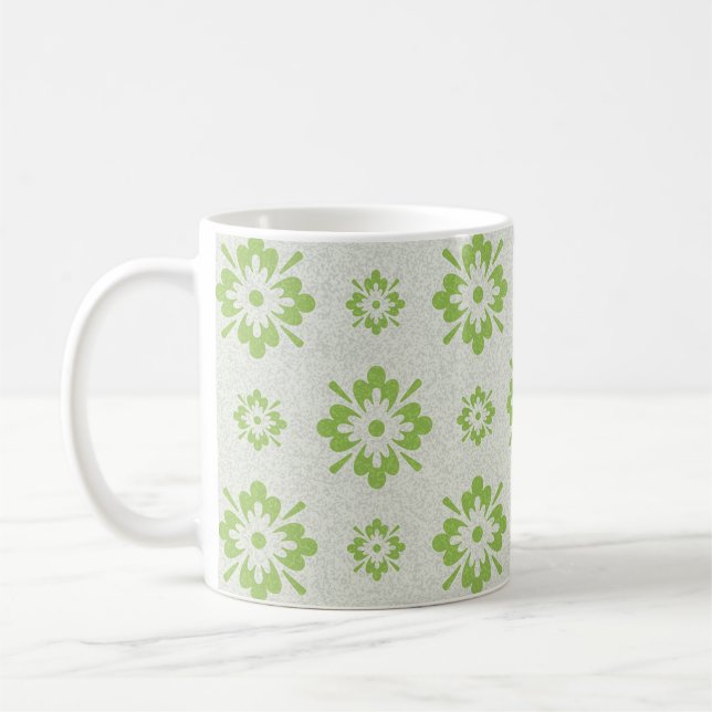 Taza De Café Patrón de formas florales verdes (Izquierda)