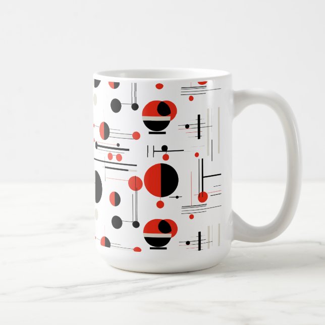 Taza De Café Patrón de formas geométricas de Bauhaus blanco roj (Derecha)
