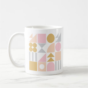 Taza De Café Patrón de formas geométricas en rosa y oro pastele