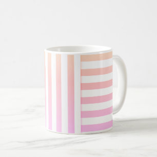 Taza De Café patrón de franja blanca amarilla rosa