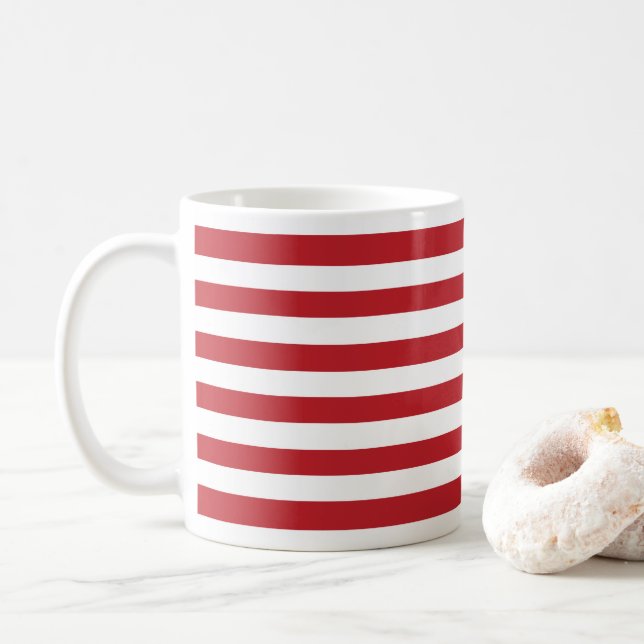 Taza De Café Patrón de franja blanca roja (Con donut)