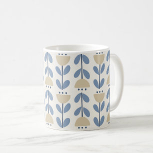 Taza De Café Patrón de franja floral folclórica escandinava