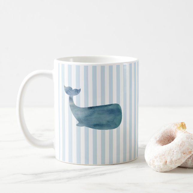 Taza De Café Patrón de franja náutica de ballena (Con donut)