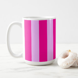 Taza De Café Patrón de franja vertical rosa y magenta