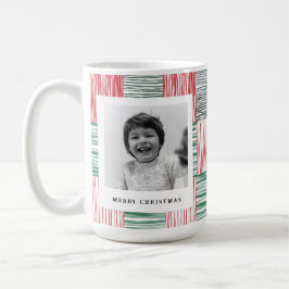 Taza De Café Patrón de franjas de color verde rojo Una foto