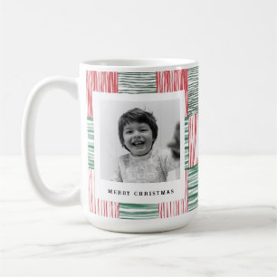 Taza De Café Patrón de franjas de color verde rojo Una foto