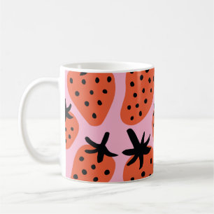 Taza De Café Patrón de fresa de fresa de dibujo a mano libre di