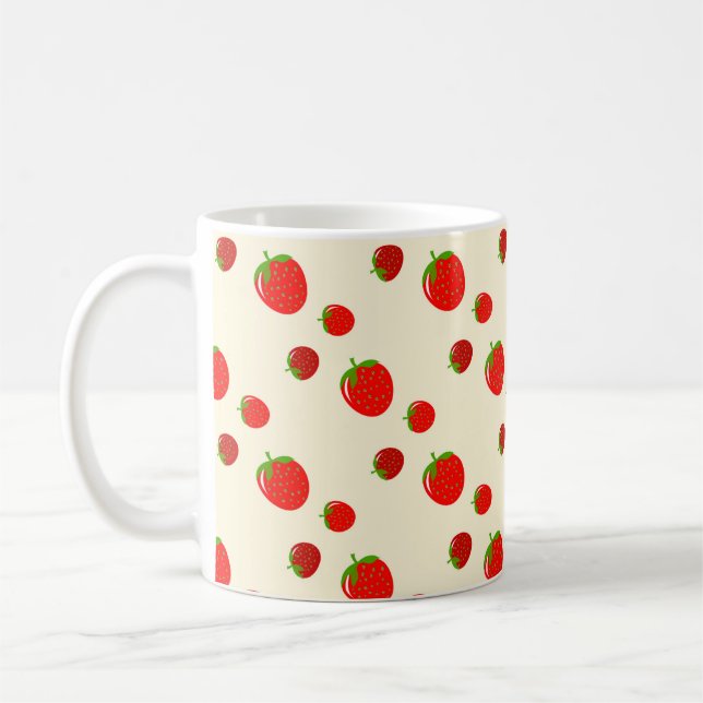Taza De Café Patrón de fresa roja en rosa pálido (Izquierda)