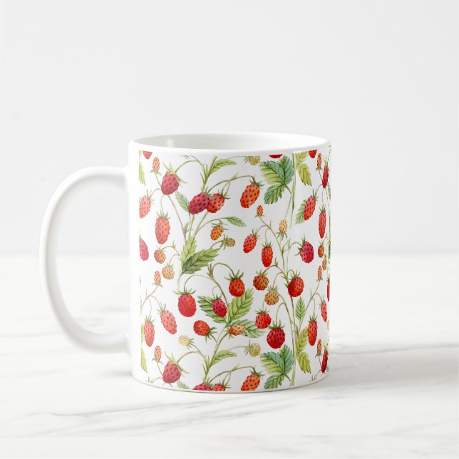 Taza De Café Patrón de fresa silvestre acuarela (Izquierda)