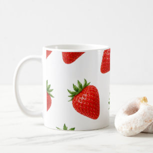 Taza De Café Patrón de Fresa Sin Costuras Fruta Roja Adorable