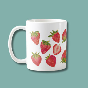 Taza De Café Patrón de fresa suave - Diseño de fruta divertida